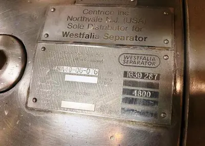 Westfalia MSA 40-06-076 milk clarifier, 316SS.