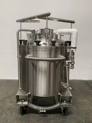 USED ABEC STAINLESS TECHNOLOGY CV-24300-1 300 LITER JACKETED CRYO VESSEL -112° F TO 280° F