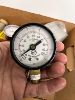 Box of Assorted Industrial Electrical and Pressure Components