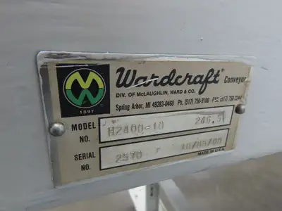 Wardcraft 24"x 10' Portable Incline Belt Conveyor .33Hp 3PH Chain Drive 36FPM
