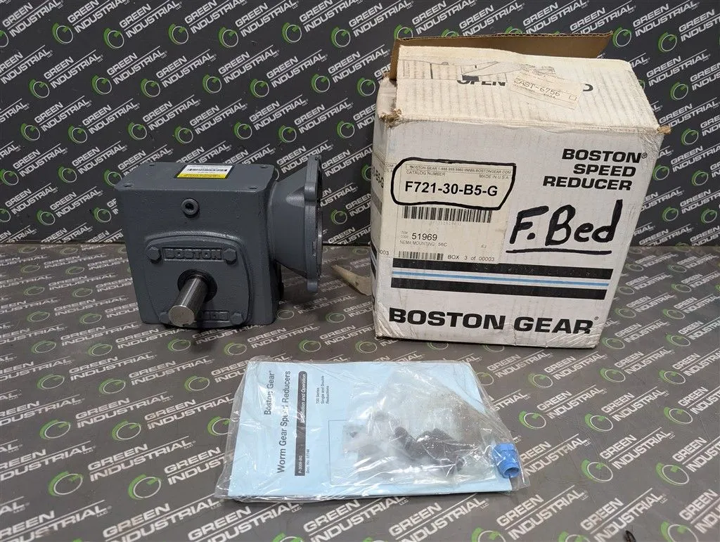 Boston Gear F721-30-B5-G C-Face Right Angle Gearbox Reducer 30:1 Ratio New NIB
