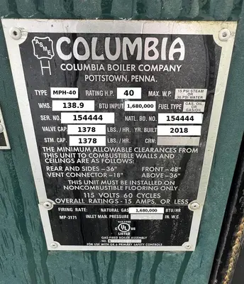 Used 2018 COLUMBIA MPH-40 Boilers Florida US | C3 SURPLUS LLC #1262438