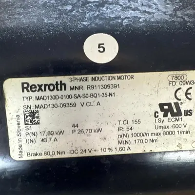 Rexroth R911309391 Servo Induction Motor MAD130D-0100-SA-S0-BQ1-35-N1 #HP129