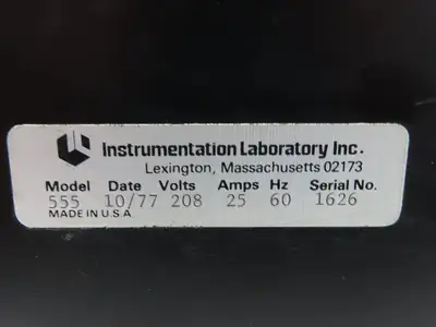 Instrumentation Laboratory Model 555 Industrial Flameless Atom zer 208V 25A 60Hz