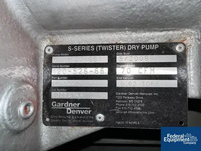 USED Gardner Denver Rietschle Dry Vacuum Pump, Model SB-120