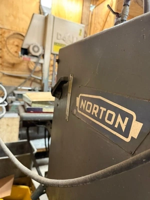 USED NORTON GRINDER SEMI AUTO 8 X 24 S/N 749 MAGNETIC CHUCK AND WHEELS