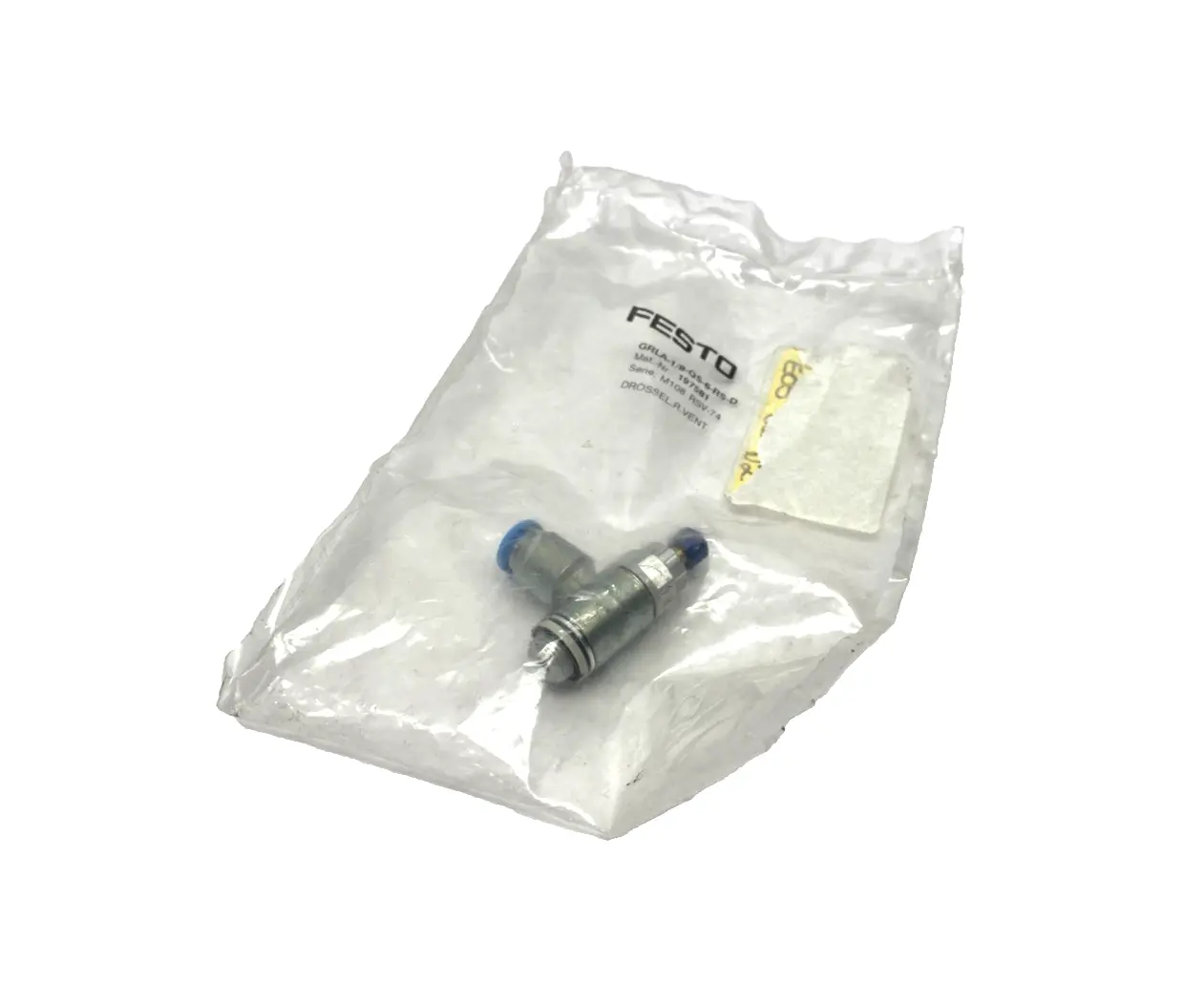 197581, GRLA-1/8-QS-6-RS-D | Festo GRLA-1/8-QS-6-RS-D One-Way Flow Control Valve, 6mm Tube OD, 197581 - New