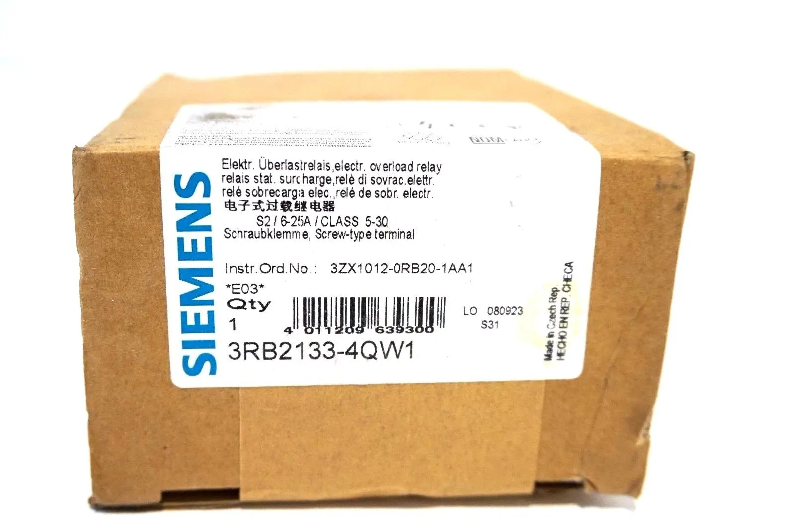 NEW SIEMENS 3RB2133-4QW1 OVERLOAD RELAY 3RB21334QW1