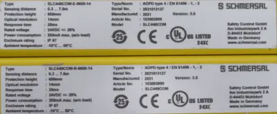NEW SCHMERSAL SLC440COM-ER-0650-14 SAFETY LIGHT CURTAIN SET 103003899