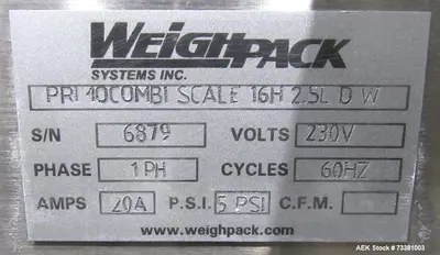 USED WEIGHPACK SYSTEMS 16H 2.5L D W