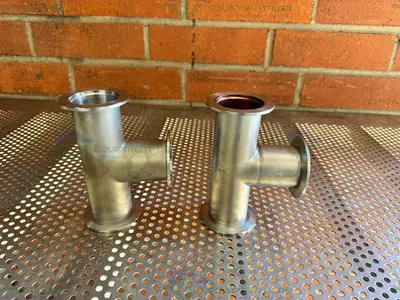 Used 3 WAY STAINLESS STEEL KF 50 NIPPLE VACUUM FITTING Valves/Fittings California US | Equipment Lab #1317011