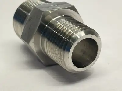 New | in-Stock Parker Straight-Hex Reducing Pipe Nipple Fitting 3/4" x 1/2" NPTF Arbors & Adapters Michigan US | Maverick Industrial Sales #1391201