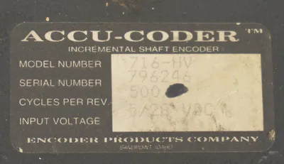 USED ACCU-CODER 716-HV INCREMENTAL SHAFT ENCODER 500CPR, 5/28VDC, 716HV