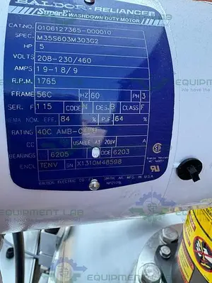 USED ALLEGHENY 400 LITER STAINLESS STEEL JACKETED REACTOR 45 PSI W/ 5 HP TOP MIXER