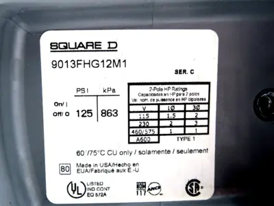 NEW SQUARE D 9013FHG12J52M1 PRESSURE SWITCH