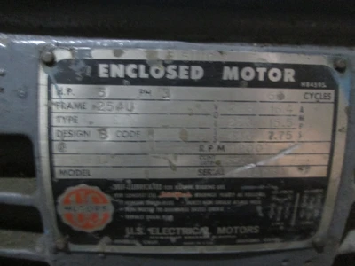 5 HP US Motors Electric Motor