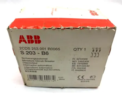 New | in-Stock ABB Miniature Circuit Breaker 3-Pole Tripping Character B Circuit Breakers Michigan US | Maverick Industrial Sales #1394576