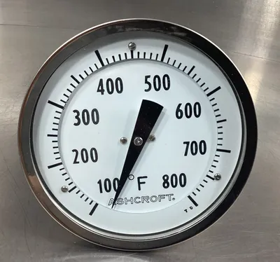 ASHCROFT THERMOMETER 50 EI 60R 120 100/800F 5" FACE 12" STEM 1/2" NPT 6B-10