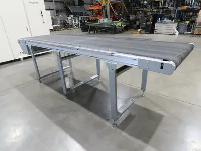 Habasit 38"x 11' 6" Slider Bed Conveyor 33.5"W Grip Belt 220V 3PH 5FPM