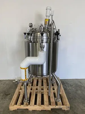 USED 2014 ALLEGHENY BRADFORD 171 LITER STAINLESS STEEL JACKETED REACTOR 45 PSI W/ AGITATOR