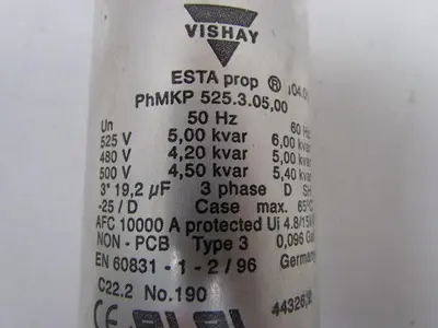 VISHAY PhMKP ESTAProp 525.3.05,00 Low Voltage Capacitor 480-500-525V 3x19.2uF