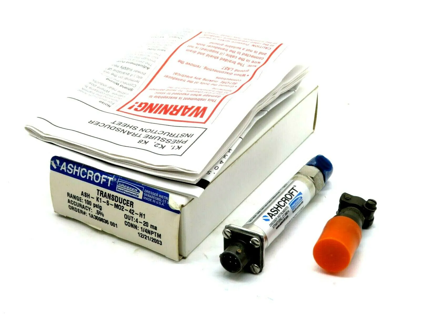NEW ASHCROFT ASH-K1-5-M02-42-H1 PRESSURE TRANSDUCER 100PSIG ASHK15M0242H1