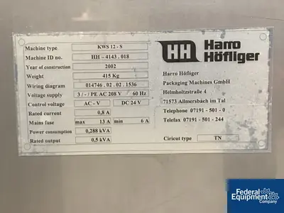 USED Harro Hofliger Harro Hofliger Capsule Checkweigher, Type KWS 12-S