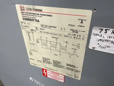 Used CUTLERHAMMER V48M82F75A Transformers Ohio US | HGR 24 #1542197