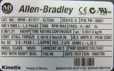 NEW ALLEN BRADLEY MPM-B1151T-SJ72AA SERVO MOTOR MPMB1151TSJ72AA