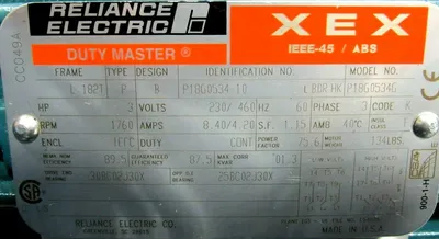 NEW RELIANCE ELECTRIC P18G0534 MOTOR XEX 3HP 230/460V 1760RPM 1-1/8" DIA.