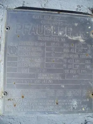 Reactor, 1,000 Gallon, Glass Lined, 100 PSI, Jacketed, Pfaudler (2) #S731119