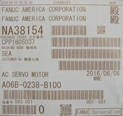NEW FANUC A06B-0238-B100 SERVO MOTOR A860-2000-T301 A06B0238B100