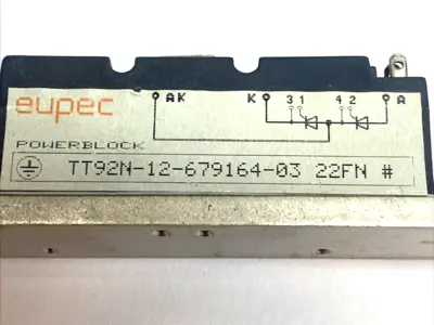 USED EUPEC DUAL THYRISTOR POWER MODULE 92A 1200V SCR
