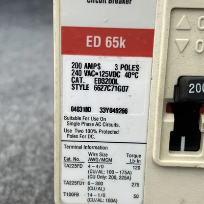 Used Eaton ED3200L Circuit Breakers California US | Davliegogo LLC #1706363