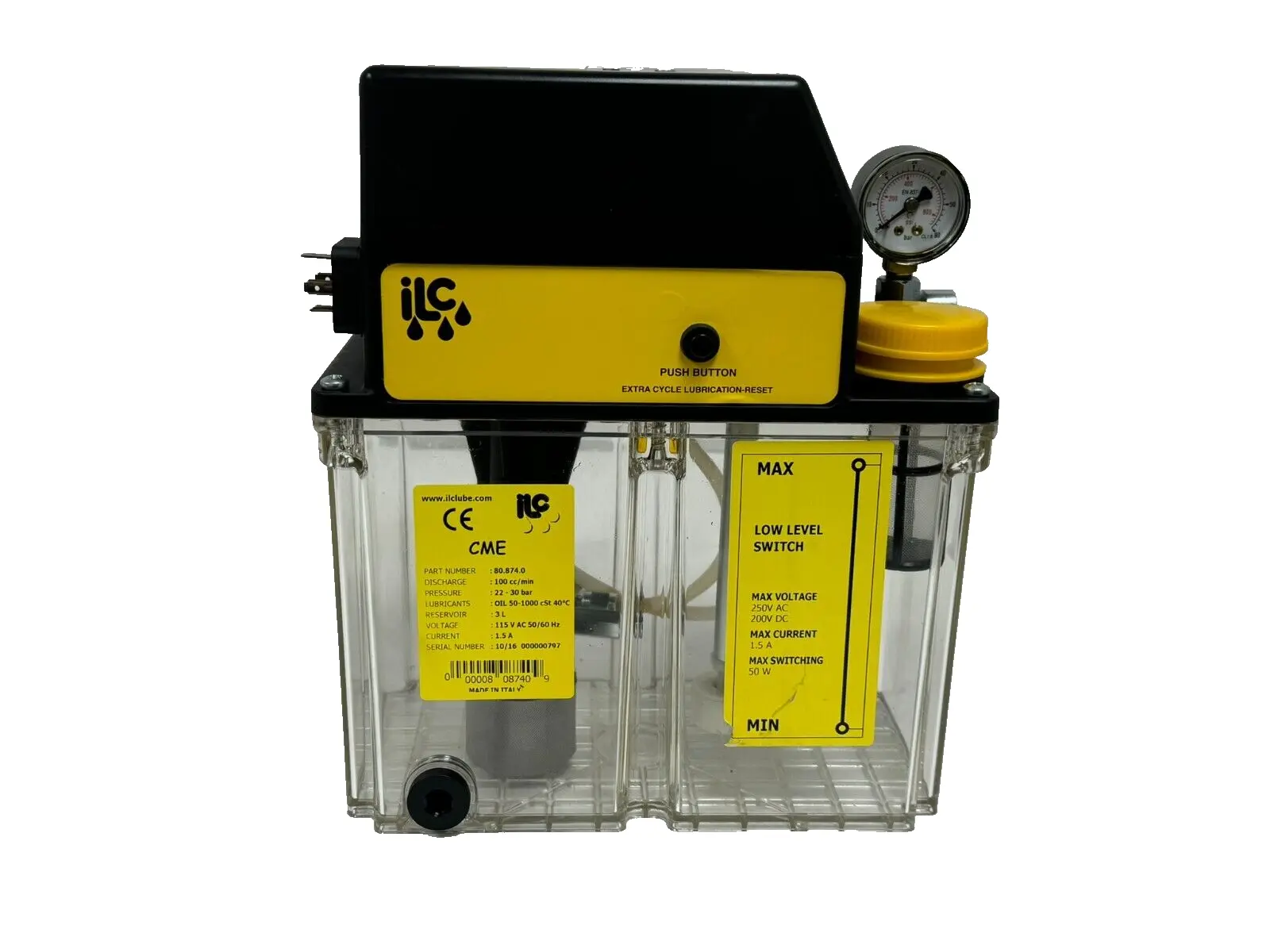 NEW ILC LUBE 80.874.0 LUBRICATION PUMP 100cc/MIN 3L CME 808740