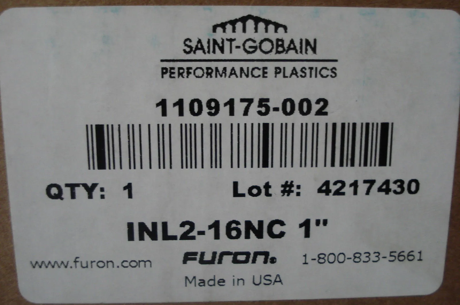 NEW FURON RYAN HERCO FLOW SOLUTIONS INL2-16NC 1'' 1109175-002