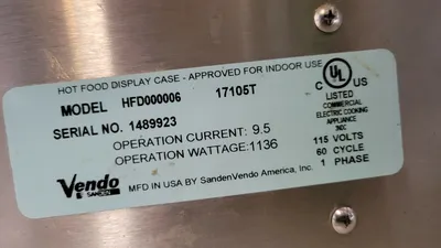 Used Sanden Vendo HFD000006 35" Hot Food Display Case