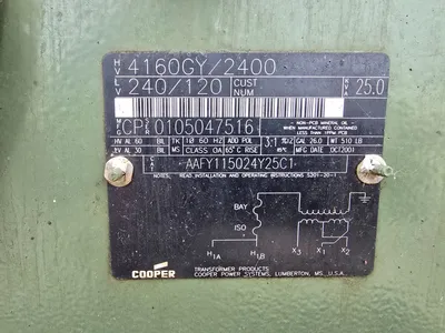 25 KVA Single Phase Cooper Pad Mount Transformer 4160 GY 2400 to 240 120 IMP 3.1