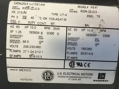 USED US ELECTRICAL MOTORS AE47