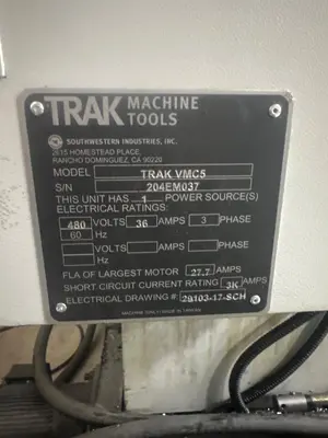 Used TRAK TRAK VMC5 Vertical Machining Centers Michigan US | Aucto #1308101