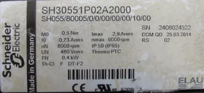 NEW SCHNEIDER ELECTRIC SH30551P02A2000 SERVO MOTOR
