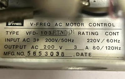 USED MIKI PULLEY VFD103FTND01