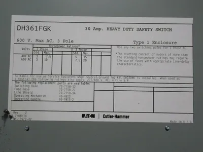 Eaton 30 A Heavy Duty Switch