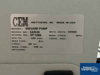 USED Cembell Industries CEM Discover Vacuum Pump, Model 544530