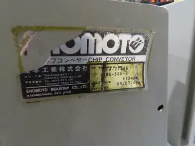 Enomoto Hinge Belt CNC Chip Conveyor 16"x 62" Infeed 31" Discharge 220V 3PH