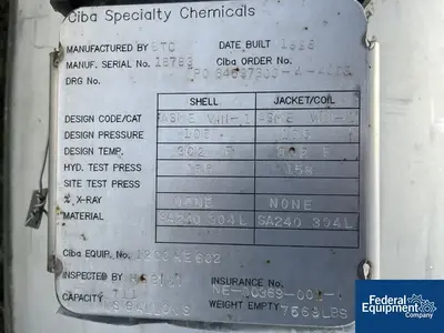 USED Buffalo Technologies 1,675 Sq Ft Buffalo Technologies Heat Exchanger, 304L S/S, 105/105#