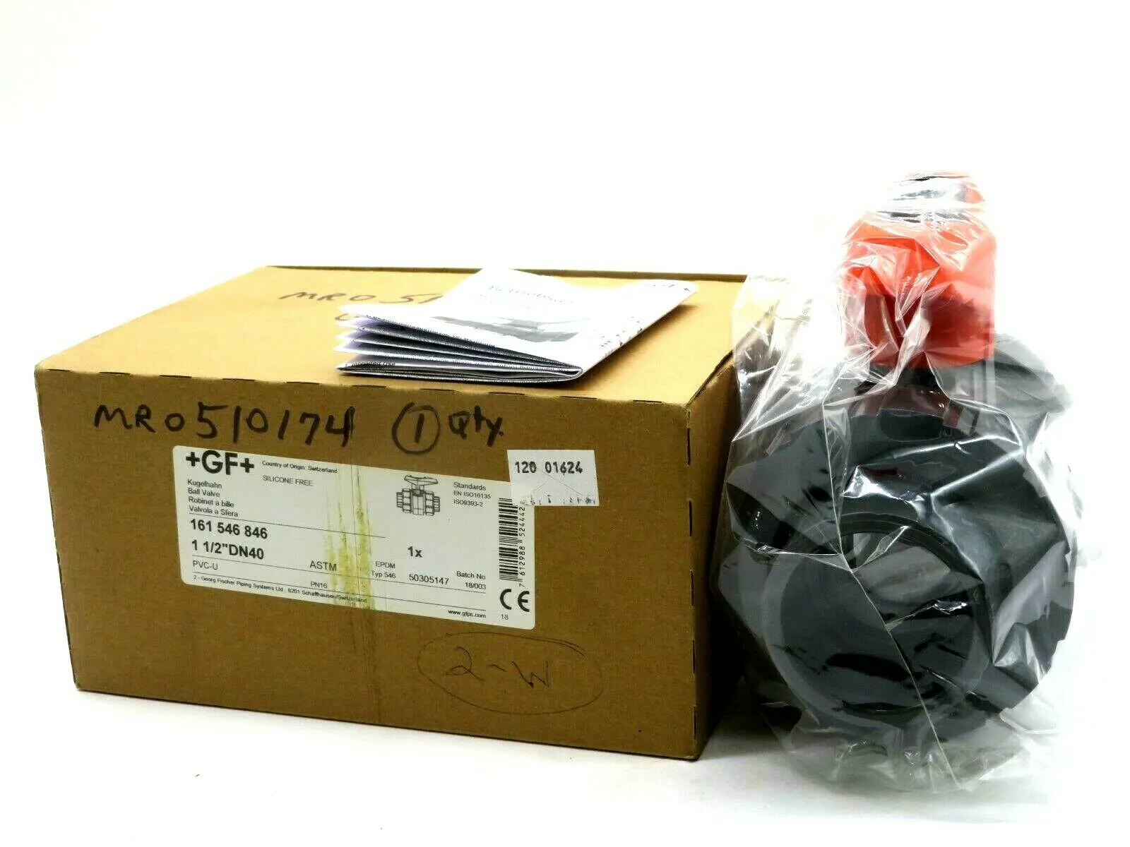 NEW GEORG FISCHER 161 546 846 SILICONE BALL VALVE 1 1/2"DN40 161546846