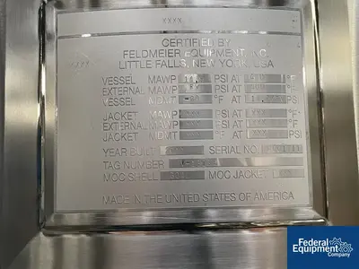 USED Feldmeier 80 Liter Feldmeier Receiver, 316L S/S, 14.9#