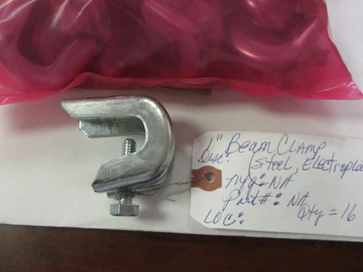 New 1" Steel Electroplated Beam Clamps (QTY 16)