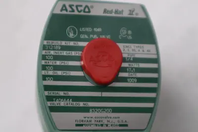 ASCO 8320G200 SOLENOID VALVE 1/4” NPT 100PSI 120 VALVE STK GF80A